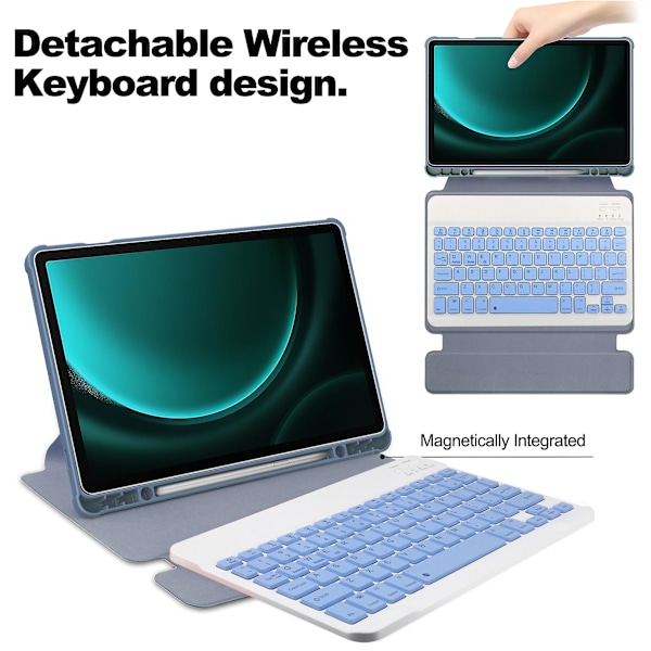 Samsung Galaxy Tab S9 FE Plus Etui med Bluetooth Tastatur og Drejelig Stativ Purple