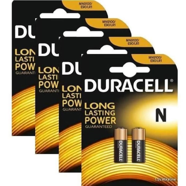 8 x Duracell MN9100 1.5V alkalisk batteri LR1 E90 KN