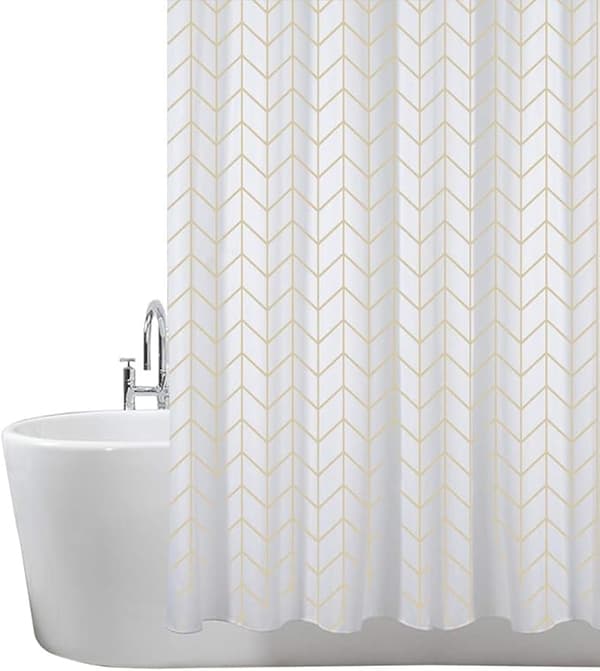 Guldgeometrisk duschdraperi 180 x 180 cm (71 x 71 tum) för badrum