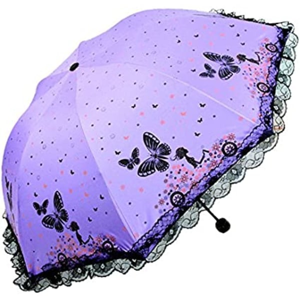 Mini parasoller (lilla), enkel sommerfuglspids i sideformat port