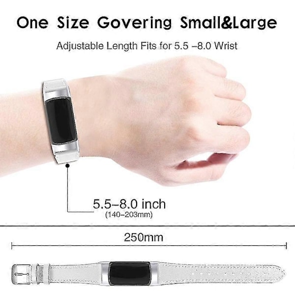 Premium Äkta Läder Justerbart Armband för Fitbit Charge 6/5 - Perfekt W White Fitbit Charge 6