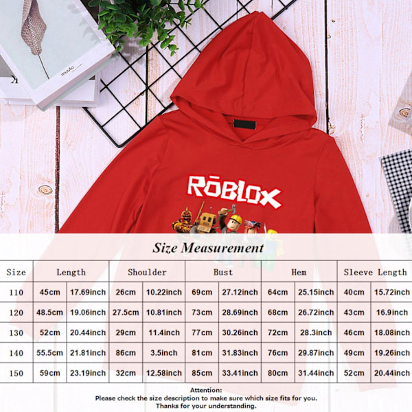 Roblox hættetrøje til børn Outerwear Pullover Sweatshirt - Perfekt sort black 130