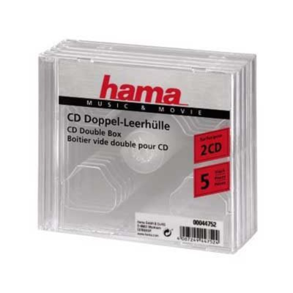 HAMA - Läpinäkyvä kotelo 2 CD:lle - 5 kpl