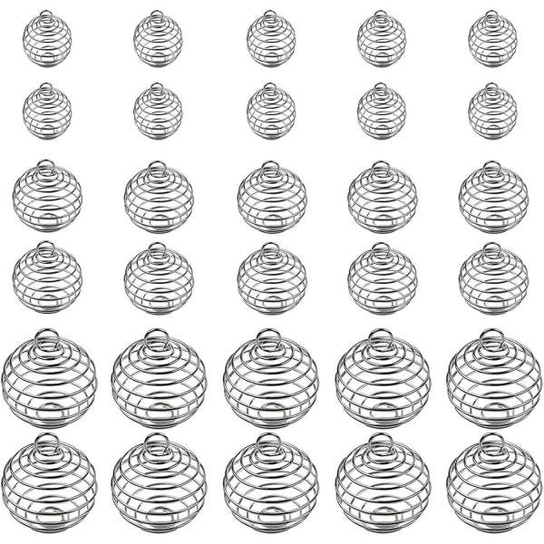 Spiral Perlebur Pendants Halskjede Bur for Smykkefremstilling Håndverk Funn Sølv silver SML