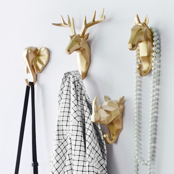 1/2/3/5 Robust og holdbar dyrehoved nøglekrog til enkelt gylden (hjort) golden (deer) Set