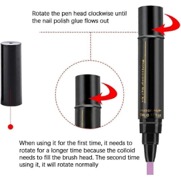 6 kpl Kynsilakkakyniä, 36 väriä Kynsilakkageelikynä 5 ml, 3 in 1 Geelikynsilakka, Liota UV LED Kynsilakka Kynsityökalut naisille [qb] C