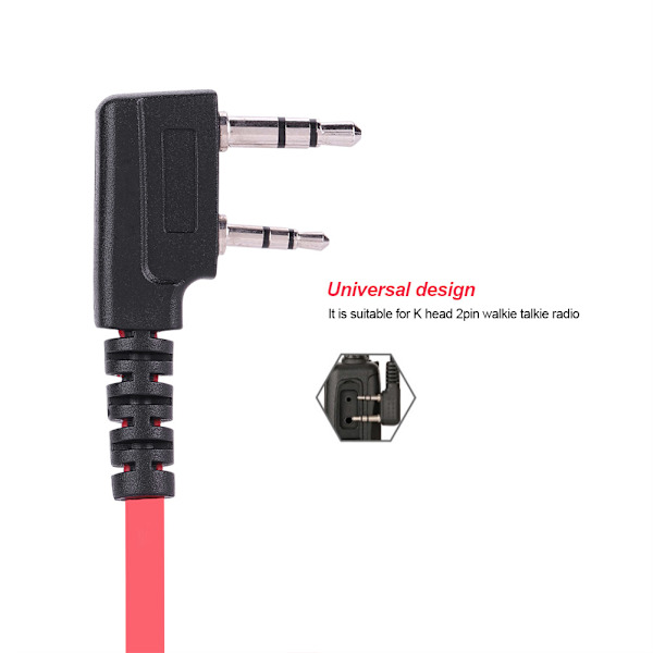 2 färger 2 stift hörlurar PTT Walkie Talkie headset platt kabel öronmussla mikrofon hörlurar (röd)