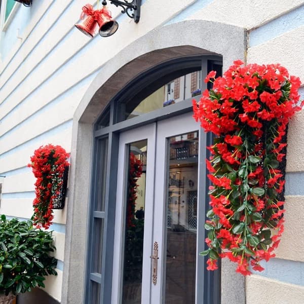Kunstige hengende blomster og planter Red