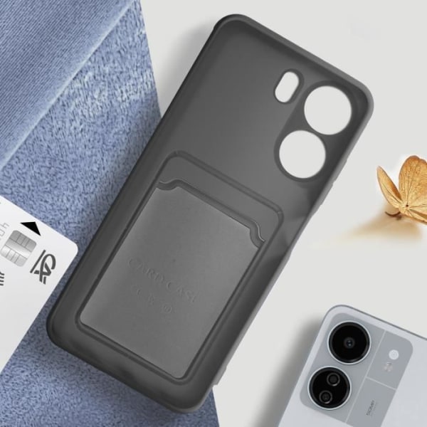 Case för Xiaomi Redmi 13C korthållare Mjuk anti-fingeravtryck svart