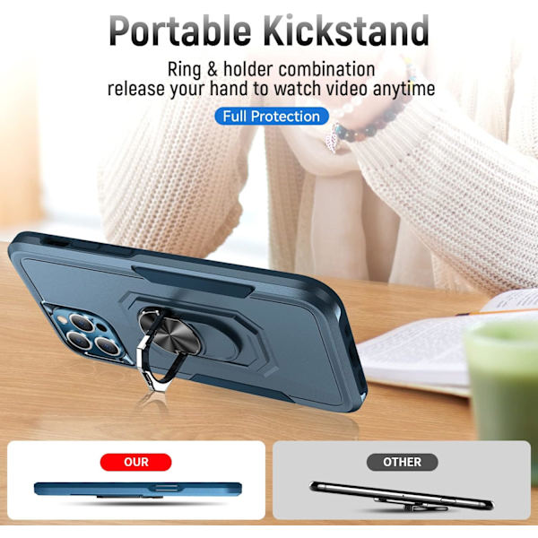 (Blå) Etui til iPhone 13 Pro Max Ny design med 360 graders rotasjon