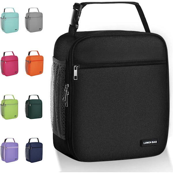 Lunchbox Lunchväska för män och kvinnor Stor kapacitet Lunchbox Återanvändbara Lunchväskor Isolerad Lunchväska Lunchbox kylväska (Svart)