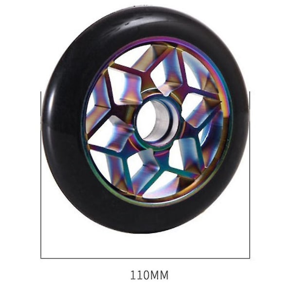 2 st 110 mm Scooterhjul PU-hjul Tjocka Stunt med Lager (Svart)