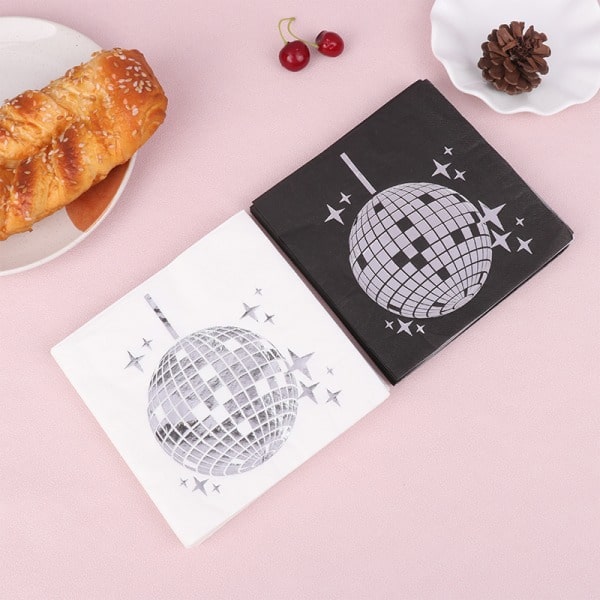 25 stk Disco Ball Cocktail Servietter Tema Brud til dans Que Hvit