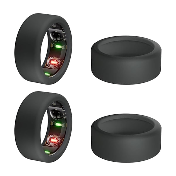 Skydd för Oura Ring, 4 st skydd kompatibla med Oura Ring, Elastiskt fodral för Oura Ring Gen 3 Träning svart black S