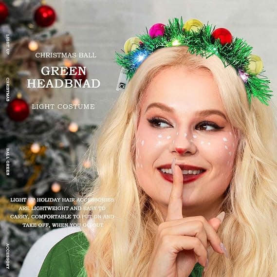LED Hårbånd Julekule Hodebånd Lysende Hodeplagg Kostyme Jul Nyttår Hodebånd Ferie Hodeplagg Fest Hårtilbehør
