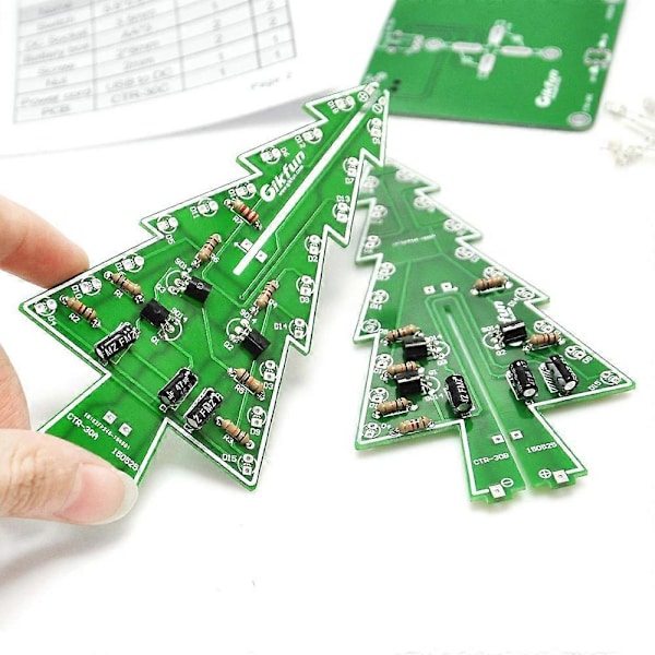 DIY Julgran Loddeprosjekt, 3D Julgran LED-sett DIY Elektronisk Sett Loddemontering 7 Farger Kult Sett