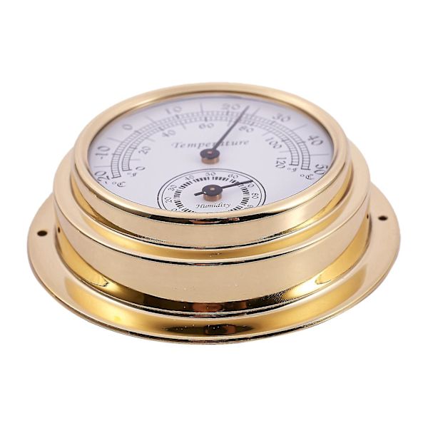 Termometer Hygrometer Barometer Klockor Klocka 2 Full Set Väderstation Mätare Gold