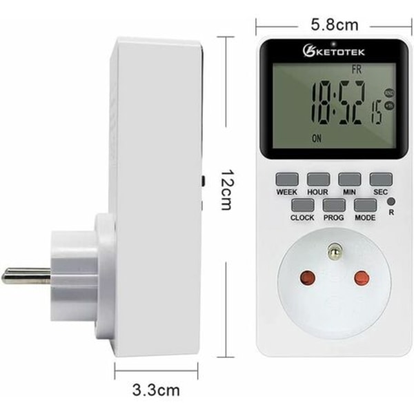 Plug-in digital timeruttag 16A 3600W LCD-display 20 grupper På/Av Sannolik timer 24 timmar 7 dagar AC220V Energisparare