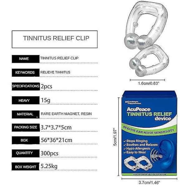 2x Tinnitus Relief Device för ringande öron Stoppa ringande i öronen för män kvinnor