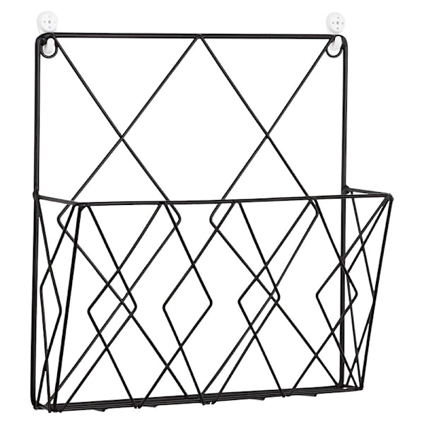 Hängande tidningsställ Metall tidningsställ, tidningsställ Tidningskorg Väggmonterad tidningsställ för tidningar, böcker och kontorsdokument (Svart) 26*25*7cm (Utan sidokrokar)