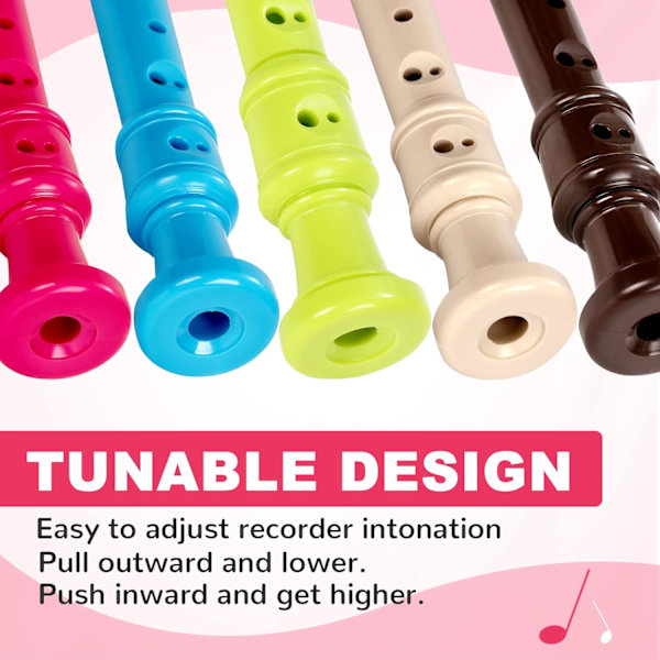 Sopranblokkfløyte Instrument for Barn & Studenter - Tysk Fingersetting 8 Hulls Fløyte ABS Descant Blokkfløyter for Begynnere med Rengjøringsstang og Veske, Beige