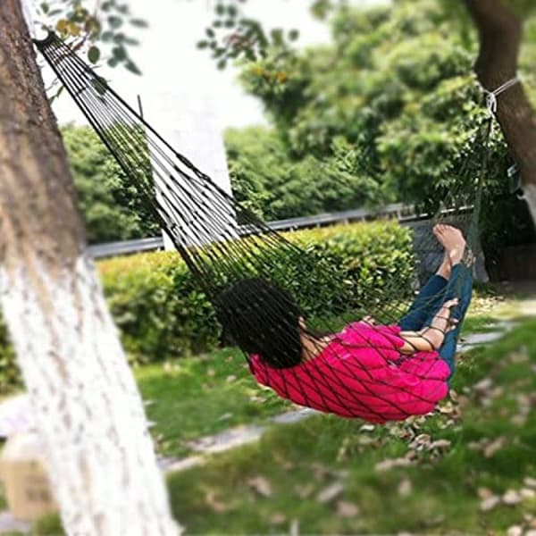 Bärbar Nylon Hängmatta Stor Mesh Sovplats Utomhus Trädgård Resa Camping[qb]
