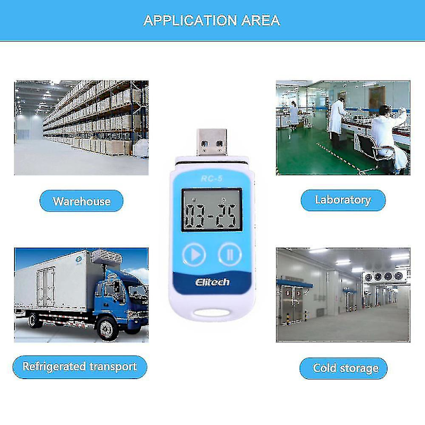Elitech Rc-5 Højpræcisions Digital USB Temperatur Datalogger Kompatibel Lager, Transport, Laboratorium