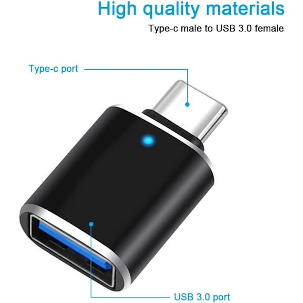 USB C til USB-adapter (4 stk.), USB C hann til USB 3.0 hunn Høyhastighets OTG