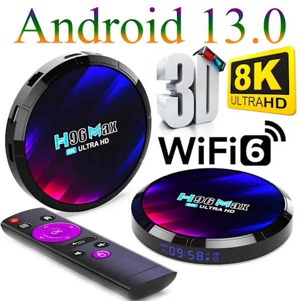 Android TV-box H96 MAX RK3528 2,4G/5,8G WiFi6 BT5.0 8K Video LED Set Top TV-box Amyking Market Amyking Market (157) 4GB/32GB 4GB/32GB EU plug
