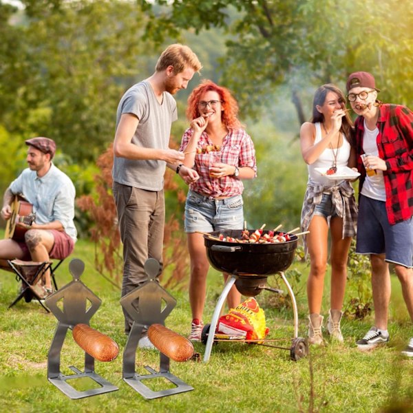 Sjove BBQ Tilbehør Pølse Stativ Bærbar BBQ Stativ Rustfrit Stål Grill Stativ Køkkenredskaber (3 stk) 3pcs