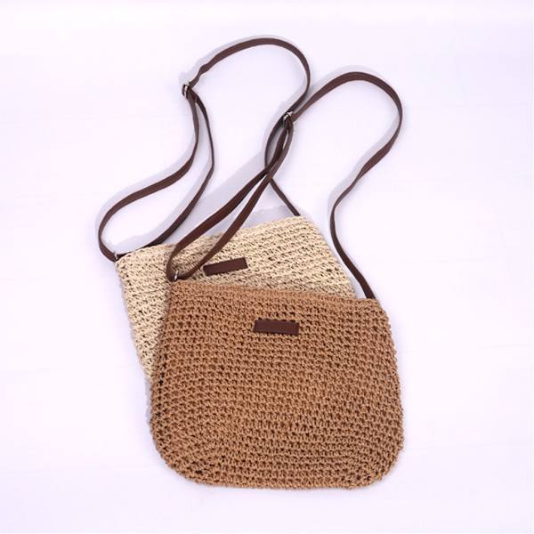 Sommar Straw Crossbody Väska Dam Strand Semester Vävd Axelväska Handväska Khaki 0.13