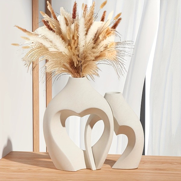 Keramisk Blomvas, Speciell Design Estetiska Hjärtformade Vaser Krämvit Färg