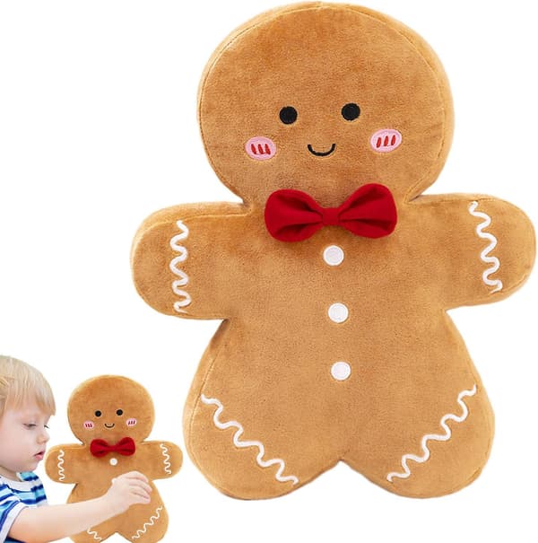 Juleformet plysjleketøy - Pepperkakemann-pute (38 cm)