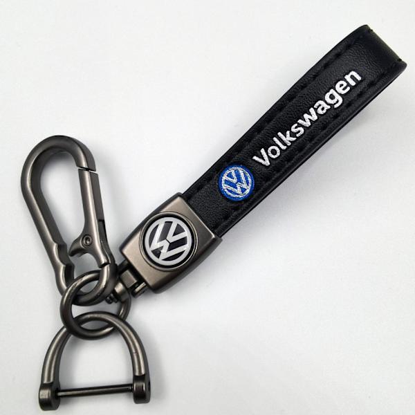 Auton nahkainen pyörän avaimenperä metalliviimeistely | Raskaan sarjan avainrengas | Avaimenperä ja koukkuvarusteet Aseväriset laitteet Gun Color Hardware Volkswagen