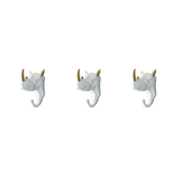 1/2/3/5 Kestävä ja vahva eläinpään avaimenkoukku yksinkertaiselle valkoiselle kullalle (sarvikuono) White gold (rhino) 3 Sets