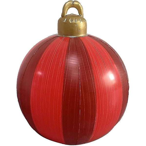 Giant Big Christmas PVC Inflatable Decorated Ball, Christmas Inflatable Outdoor Decoration Toy Ball Without Light Red Stripe