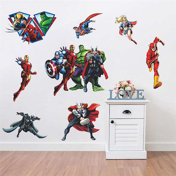 Avengers Iron Man Spider-man Superman Hulk Soveværelse Væg