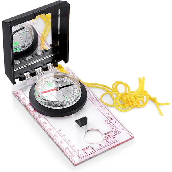 NineClouds navigasjonskompass for kartlesing, profesjonelt kompass for orientering, multifunksjonelt kompass med speil og deklinasjon