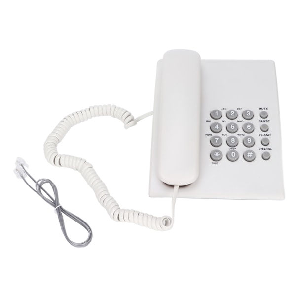 Corded Landline Phone Full Handsfree 3 Speed Dial Adjustable Ringer Volume Corded Desk Phone for Hotel Home OfficeWhite