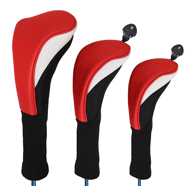 6X Golfkøllehodetrekksett Lang Hals Driver Fairway Woods Headcov red and white