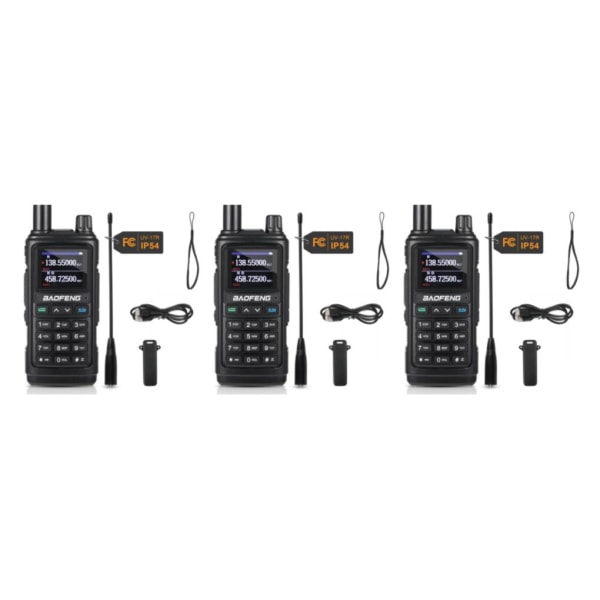 1/2/3 UHF/VHF med trådlös frekvenskopiering Handhållen amatörradio BLack Black 3 Sets