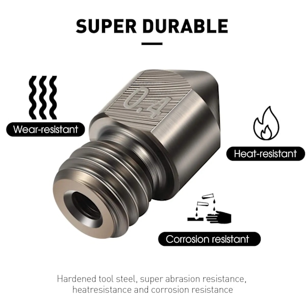 Härdat stålmunstycke 0,4 mm 3D-skrivarmunstycken MK8-verktyg Hög temperatur Slitstarkt för Makerbot Creality CR-10 Ender 3 Pro