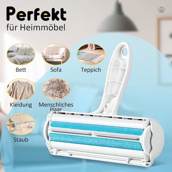 Fjerner til kæledyrshår - Fjerner til kæledyrshår og fnug til hunde- og kattehår, selvrensende fjerner til kæledyrshår til tæpper, møbler, tøj, sengetøj, hvid