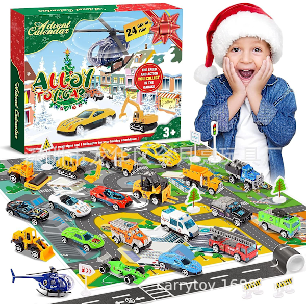 Advent Calendar Children 2023 Beauty Adults Cheeks Girls 24 Pieces Various Vehicles Car Toys Christmas