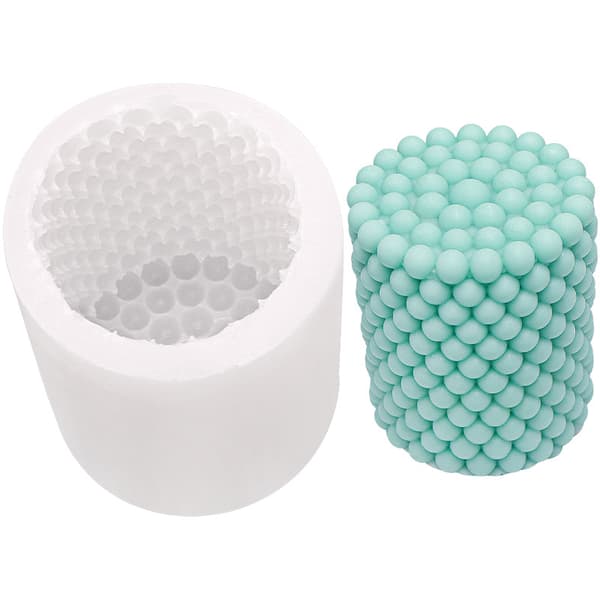 Sylindrisk DIY-lys med ball 7 cm hvit