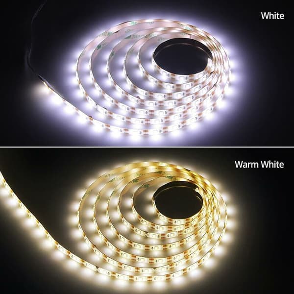 3m LED-stripe med bevegelsessensor. 2700K varmt lys, IP65 vanntett