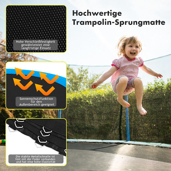 Trampolinbytesmatta, 366 cm ram, svart, slitstark PP(bt) 4000