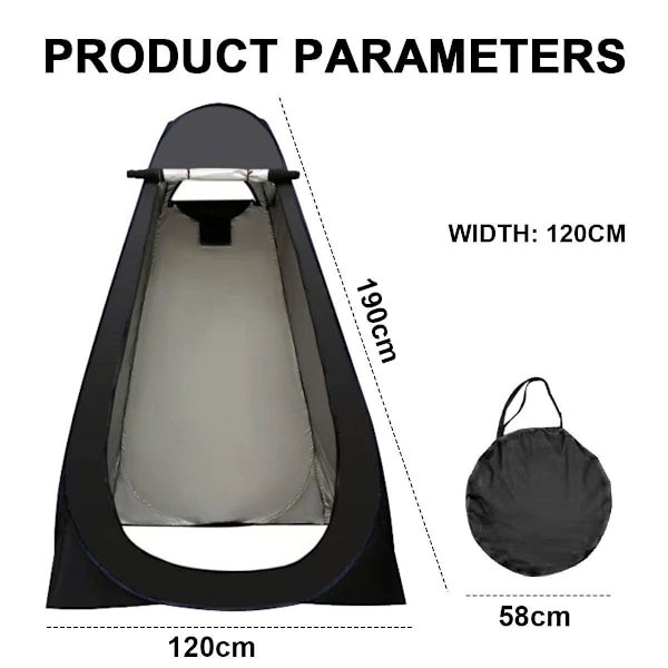 Pop-up dusjtelt skiftelt 47'' x 47'' x 75'', stort med vindu, camping og strand