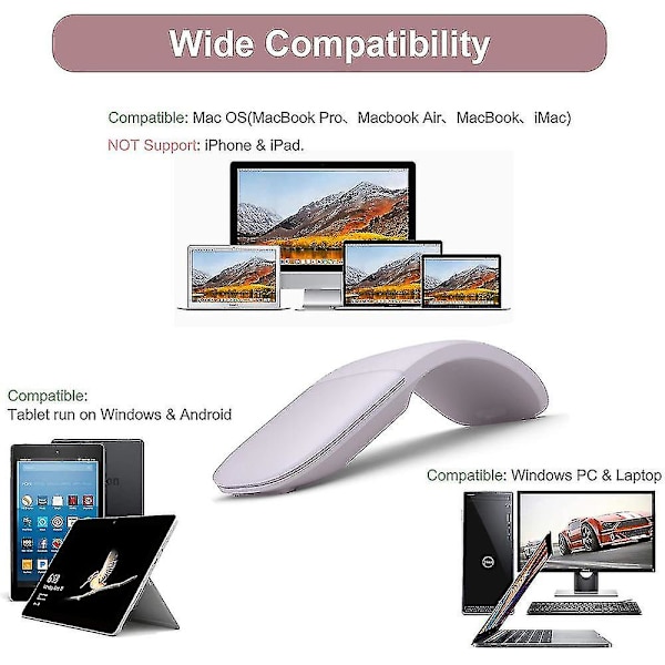 Mus Foldbar Lydløs Trådløs Computer Mus Arc Touch Roller Mus