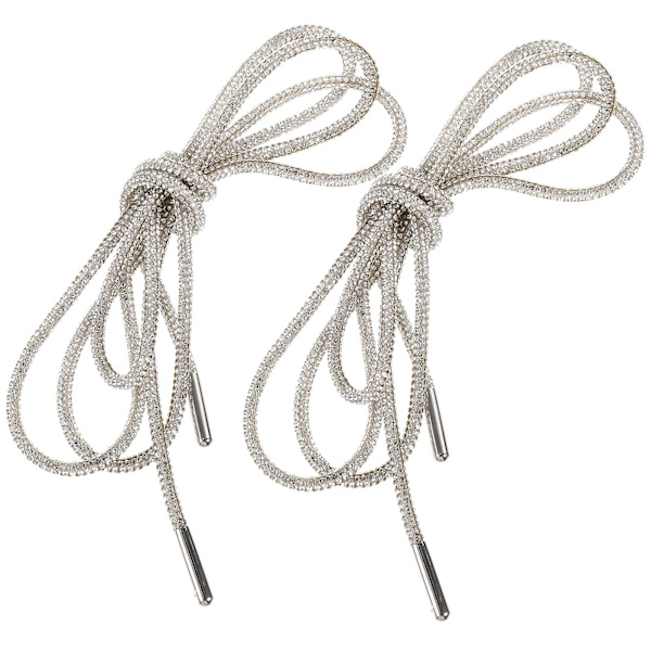 Par med strass-skolisser, glitrende skolisser, krystall-skolisser for hvite fritidssko White 0.3x0.3x120cm